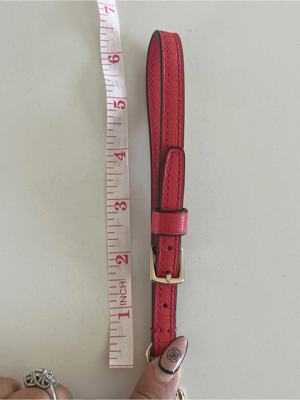 Coach Red Leather Wristlet Strap with Tag and Silver Hardware
